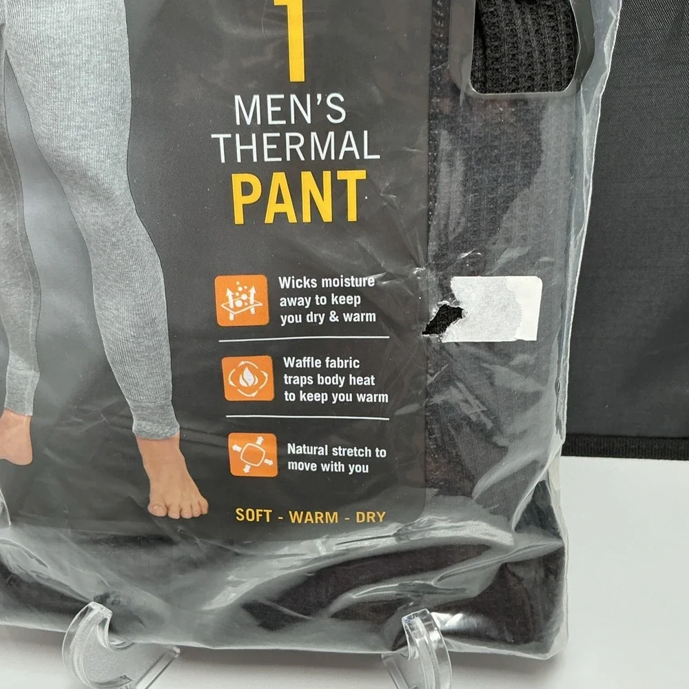 Fruit of The Loom‎ Men's Black Thermal  Long Johns Pants Size Large